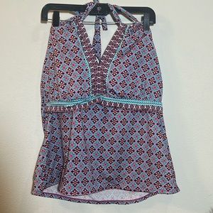 Liz Claiborne Medallion Swim Suit Halter Tankini Top 20W